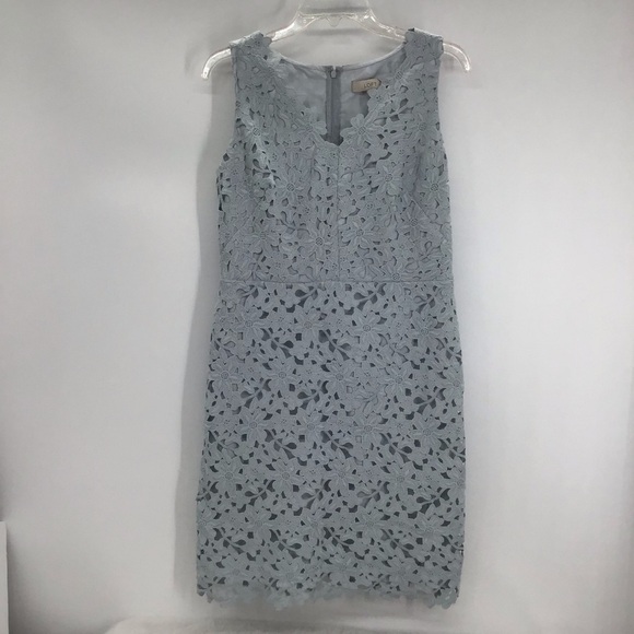Ann Taylor LOFT Women’s Lace Sheath Dress Bodycon Light Blue Career Size 8 - Picture 1 of 9